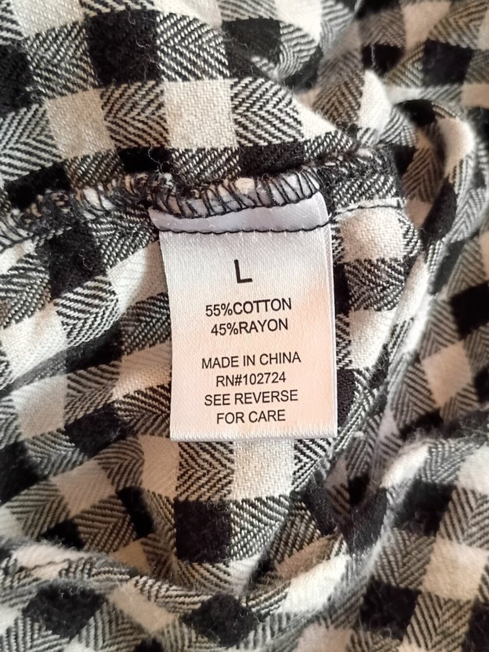 HESTER & ORCHARD‎ Women's Shirt Top Black White Plaid Checks Button Down LARGE - Picture 8 of 9